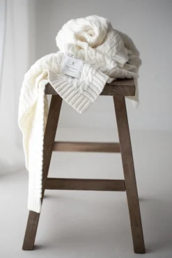 Ciepły kocyk ze 100% wełny merino cream - premium collection