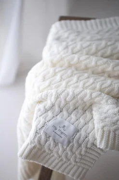Ciepły kocyk ze 100% wełny merino cream - premium collection