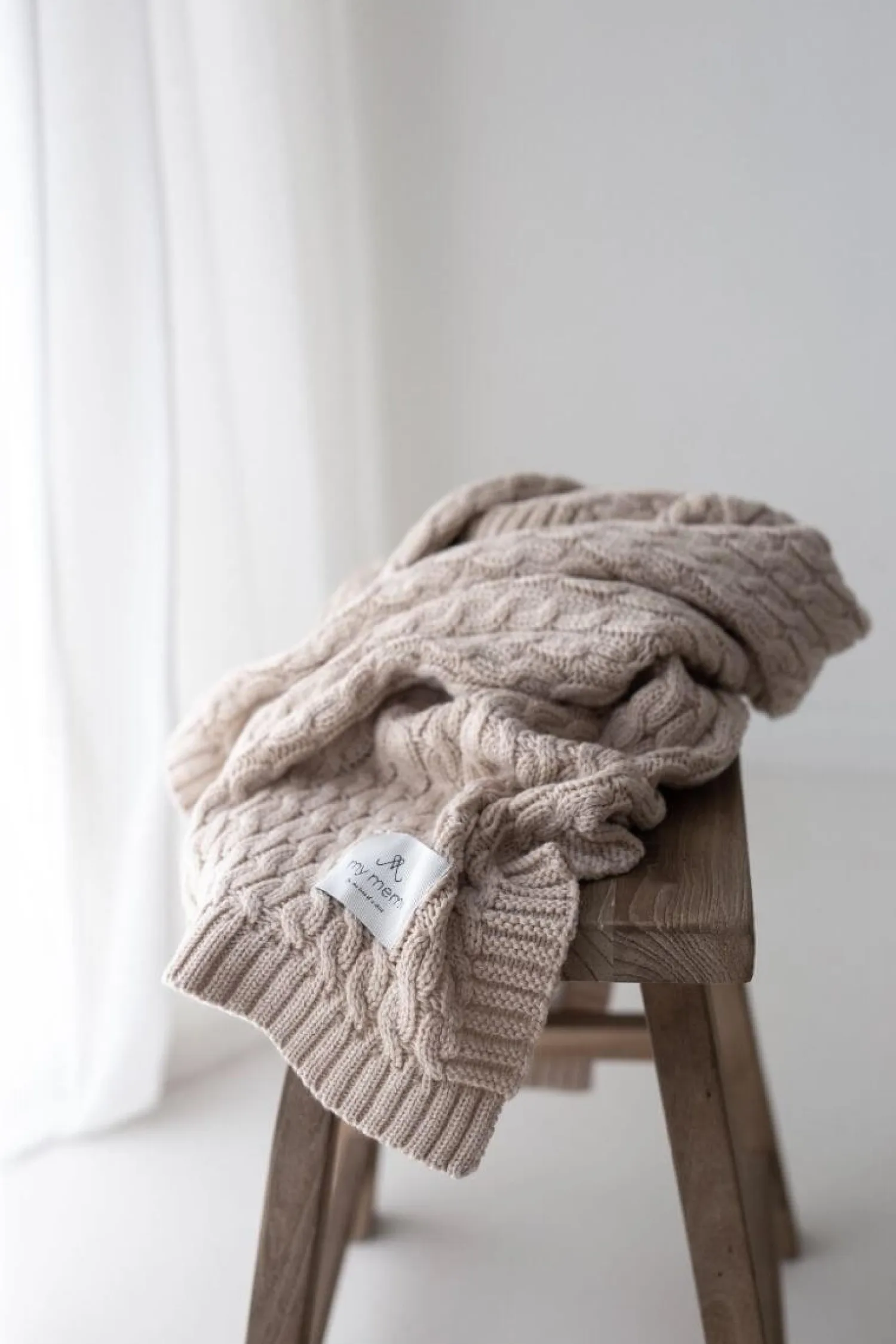 Kocyki|Kocyki | My Memi Ciepły kocyk ze 100% wełny merino warm beige - premium collection