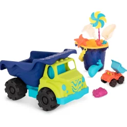 Do Piaskownicy|2 Lata + | B.Toys Colossal Cruiser & Sand Ahoy! – zestaw wywrotka + zabawki do piasku – granatowy