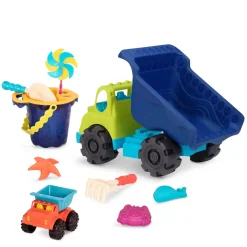 Do Piaskownicy|2 Lata + | B.Toys Colossal Cruiser & Sand Ahoy! – zestaw wywrotka + zabawki do piasku – granatowy