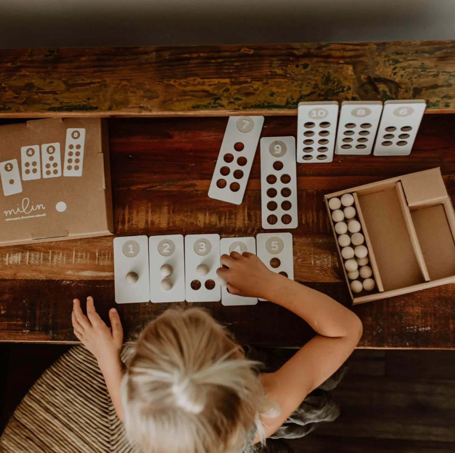 Montessori|Edukacyjne | Milin Cyfry - drewniane klocki do nauki liczenia
