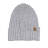 Czapka w prążek 100% wełny merino Ryś - jasny szary