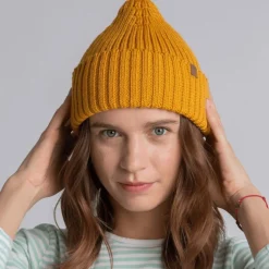 Na Główkę|Czapki | Kopyto Czapka w prążek 100% wełny merino Ryś - żółty