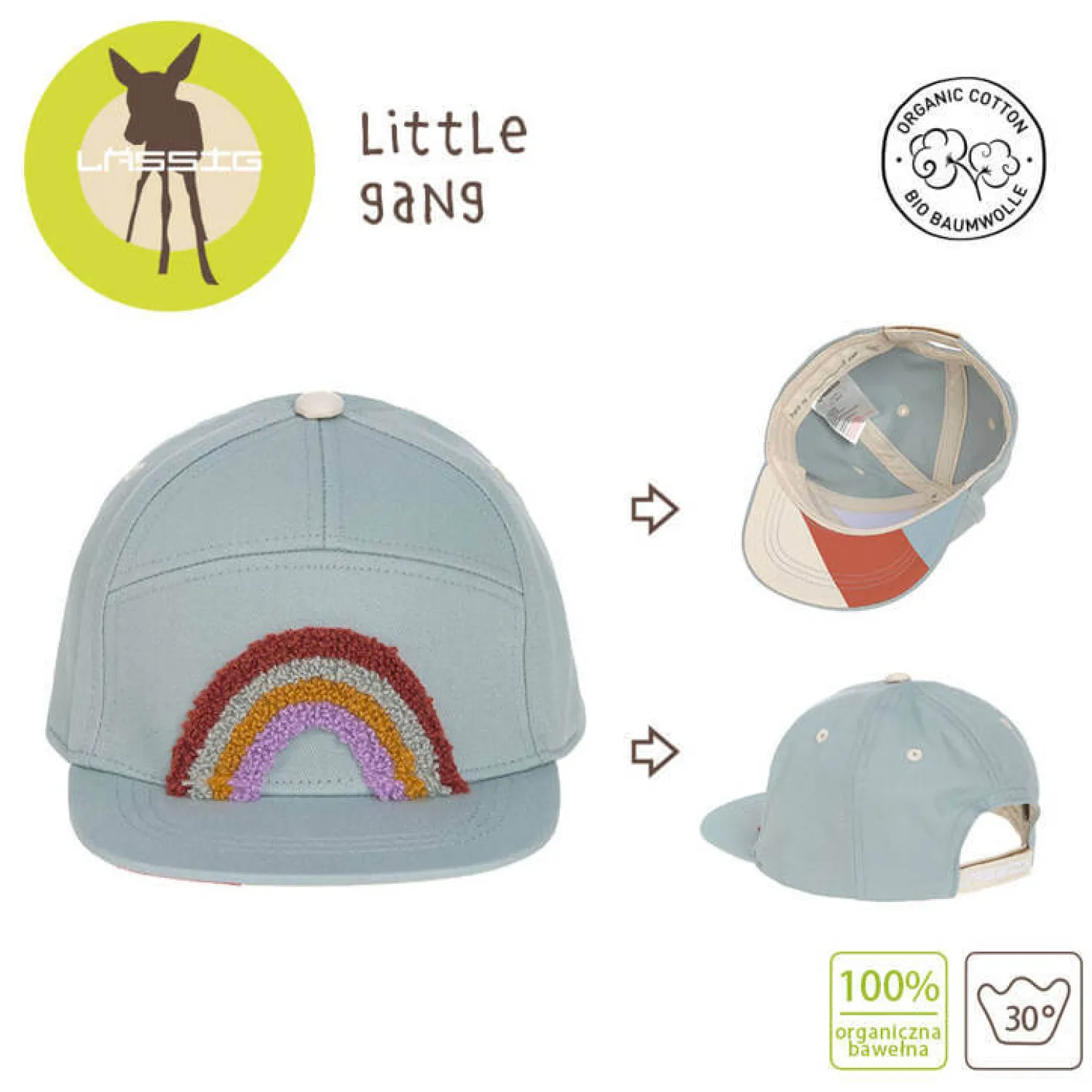 Na Główkę|Nakrycie Głowy | Lassig Czapka z daszkiem Little Gang - Rainbow light blue