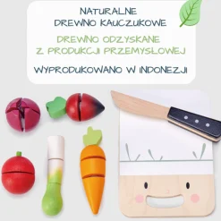 Drewniana deska z warzywami do krojenia, Mini Chef