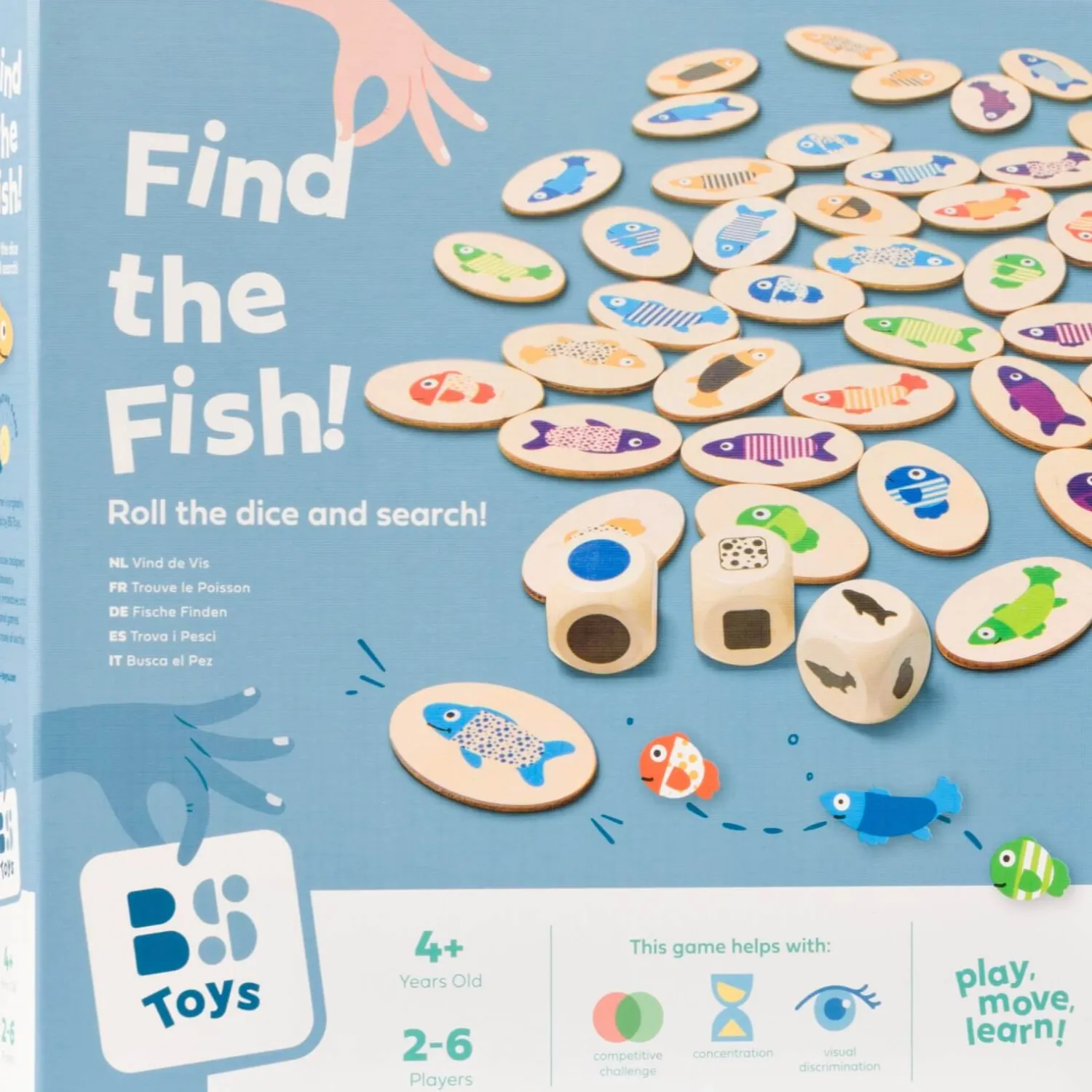 6 Lat+|7 Lat+ | BS Toys Drewniana gra edukacyjna Znajdź rybkę