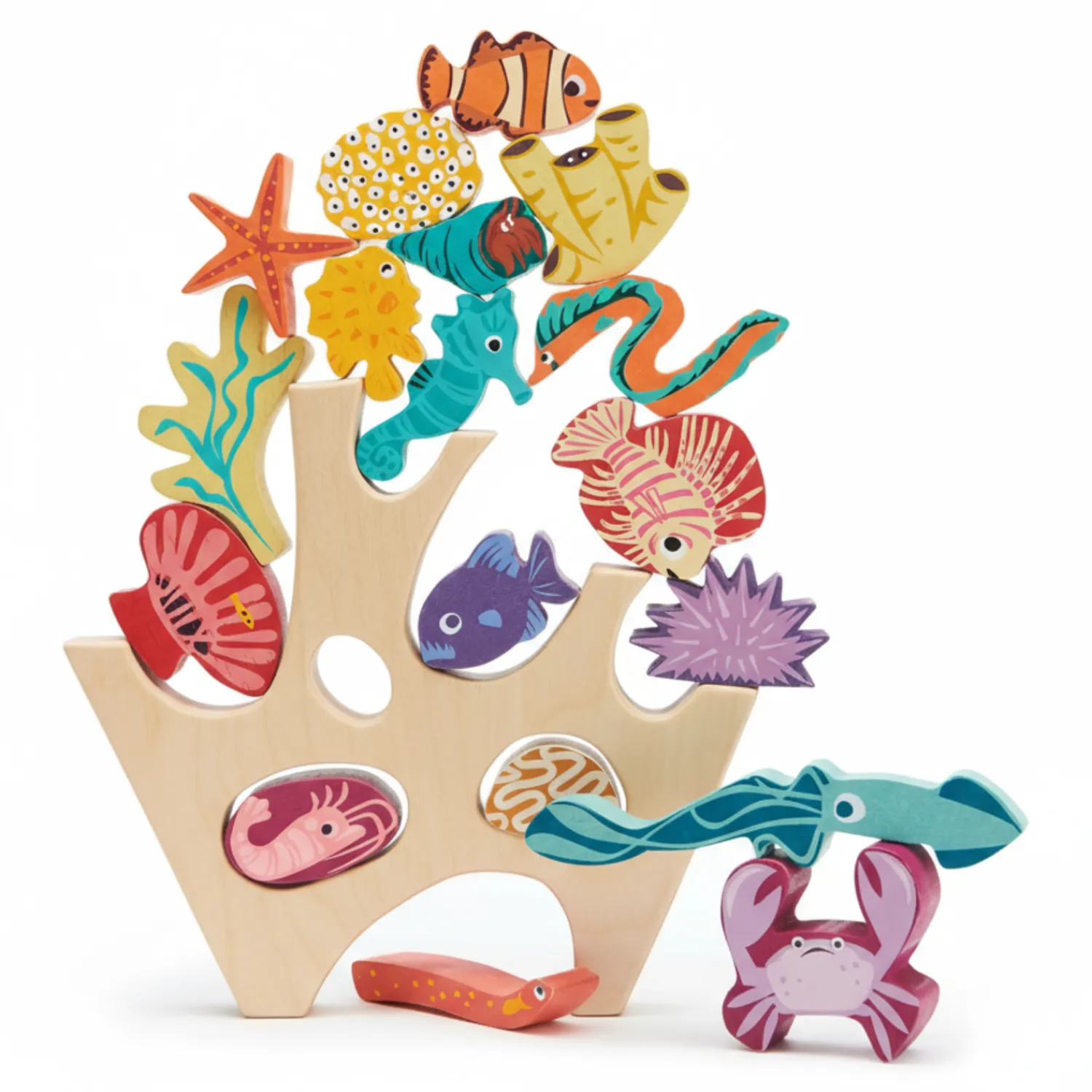 6 Lat+|3 Lata + | Tender Leaf Toys Drewniana gra zręcznościowa - Mieszkańcy rafy