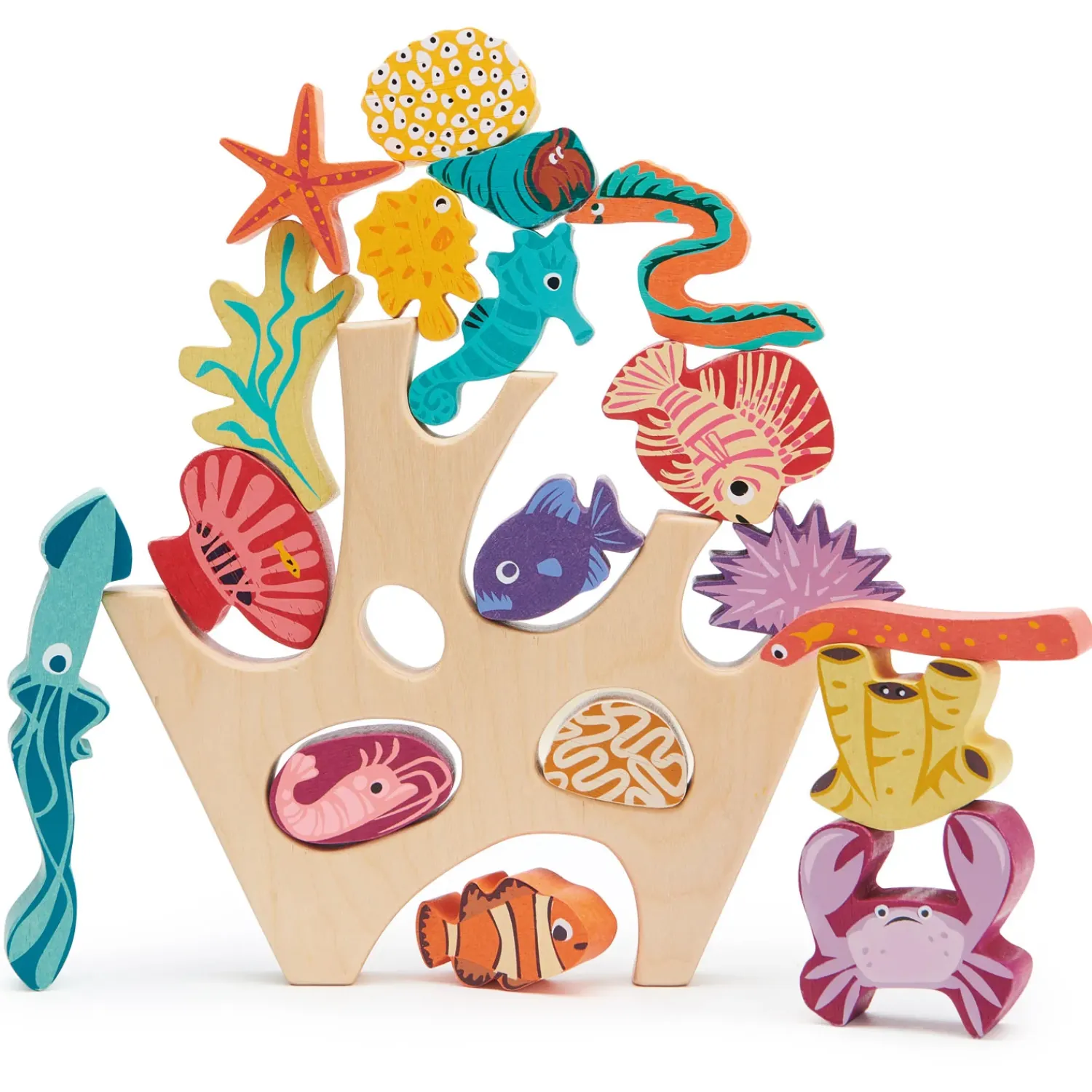 6 Lat+|3 Lata + | Tender Leaf Toys Drewniana gra zręcznościowa - Mieszkańcy rafy