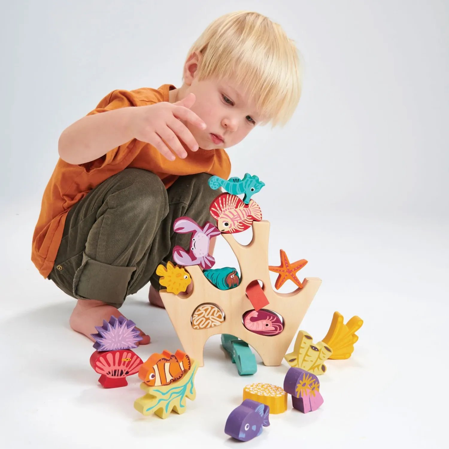 6 Lat+|3 Lata + | Tender Leaf Toys Drewniana gra zręcznościowa - Mieszkańcy rafy