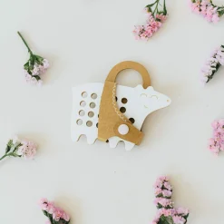 Montessori|Idealne W Podróży | Milin Drewniana mała przeplatanka - Miś Tadzio
