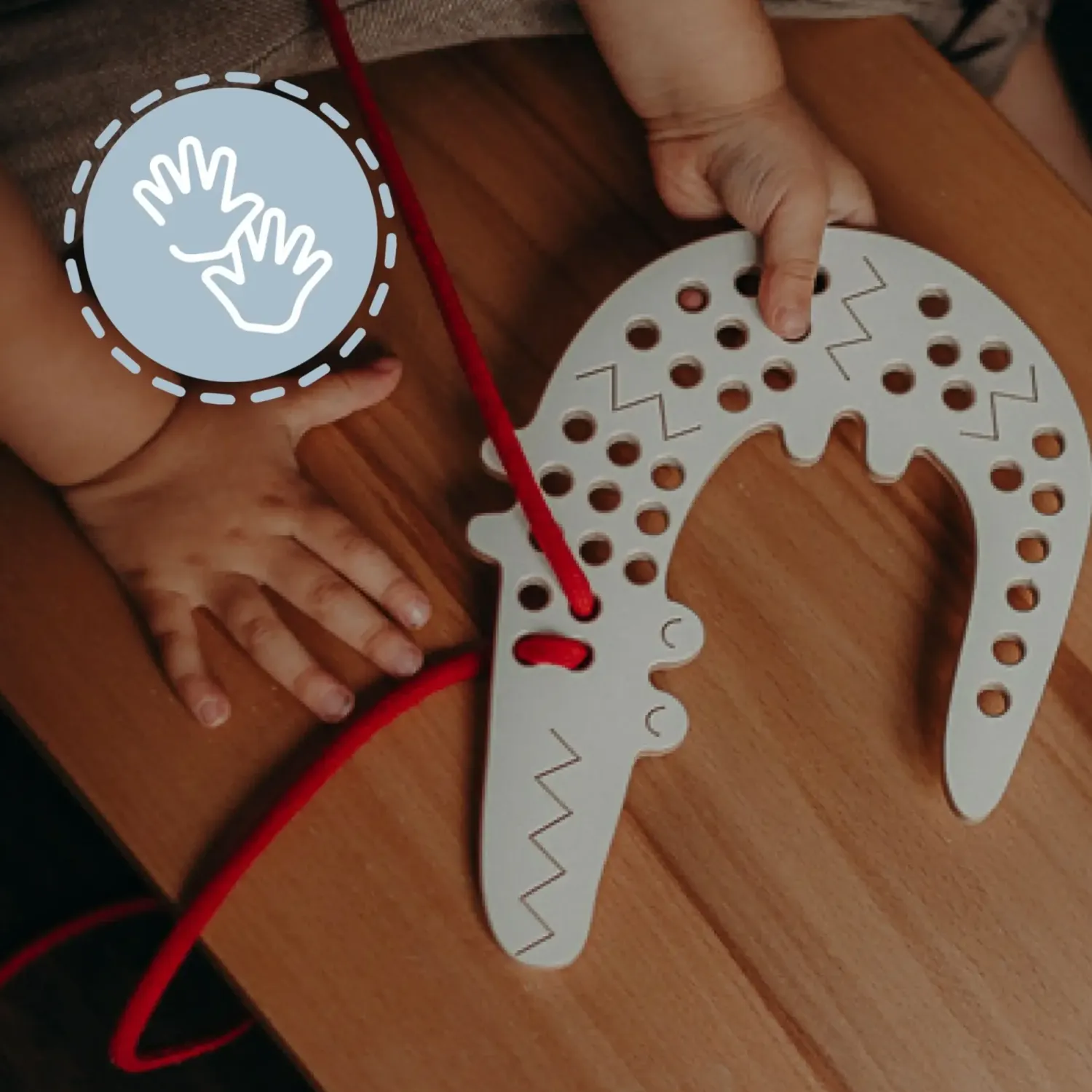 Montessori|Idealne W Podróży | Milin Drewniana przeplatanka - Krokodyl Felek