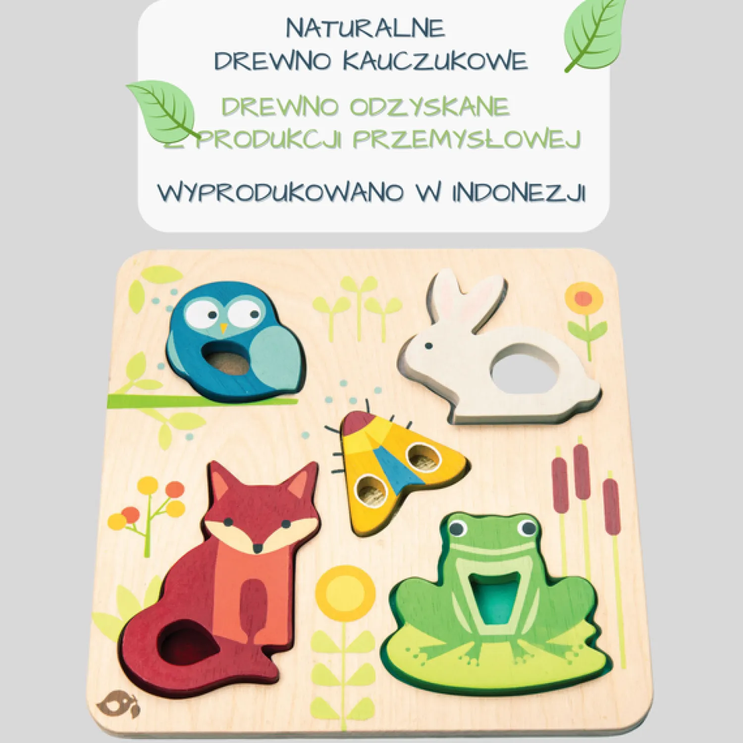 12M+|2 Lata + | Tender Leaf Toys Drewniana układanka sensoryczna - Zwierzęta na łące