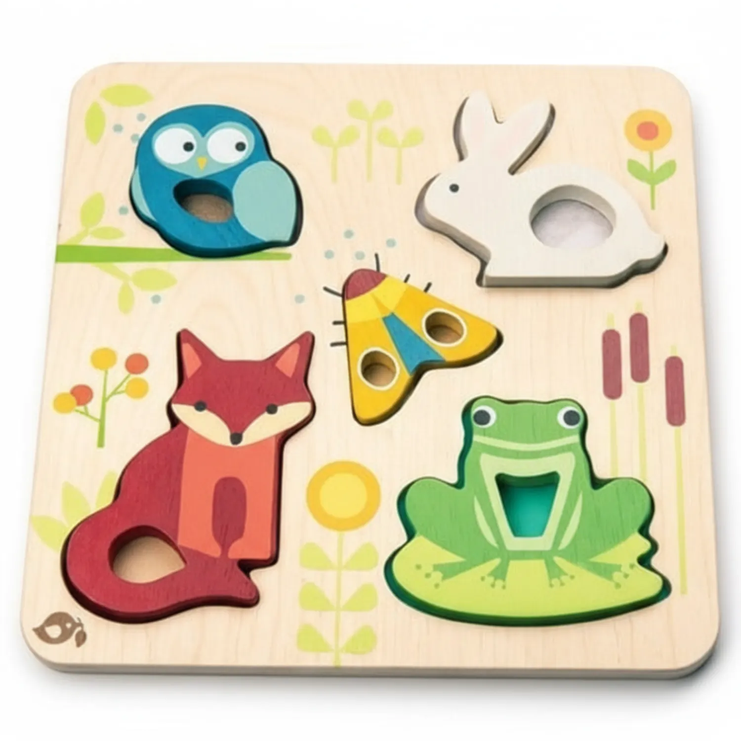 12M+|2 Lata + | Tender Leaf Toys Drewniana układanka sensoryczna - Zwierzęta na łące