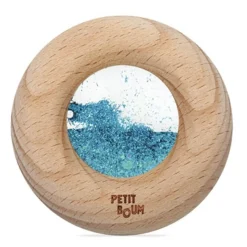 12M+|Sensoryczne | Petit Boum Drewniana zabawka sensoryczna Donut Calm - turkusowy
