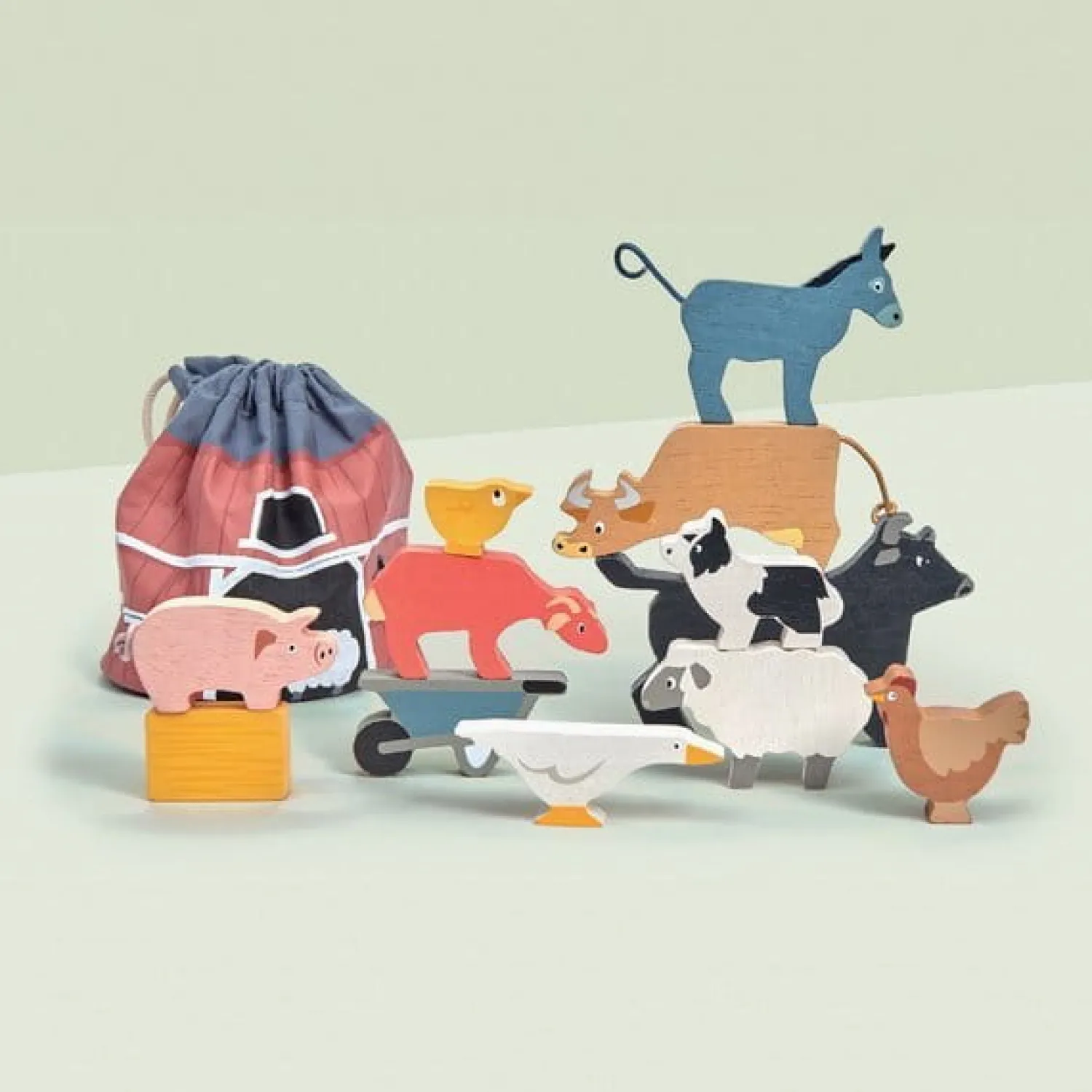 Montessori|Drewniane | Tender Leaf Toys Drewniane figurki do zabawy - zwierzęta zagrodowe