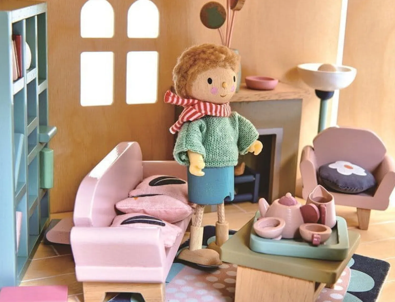 3 Lata +|2 Lata + | Tender Leaf Toys Drewniane meble do domku dla lalek - salon