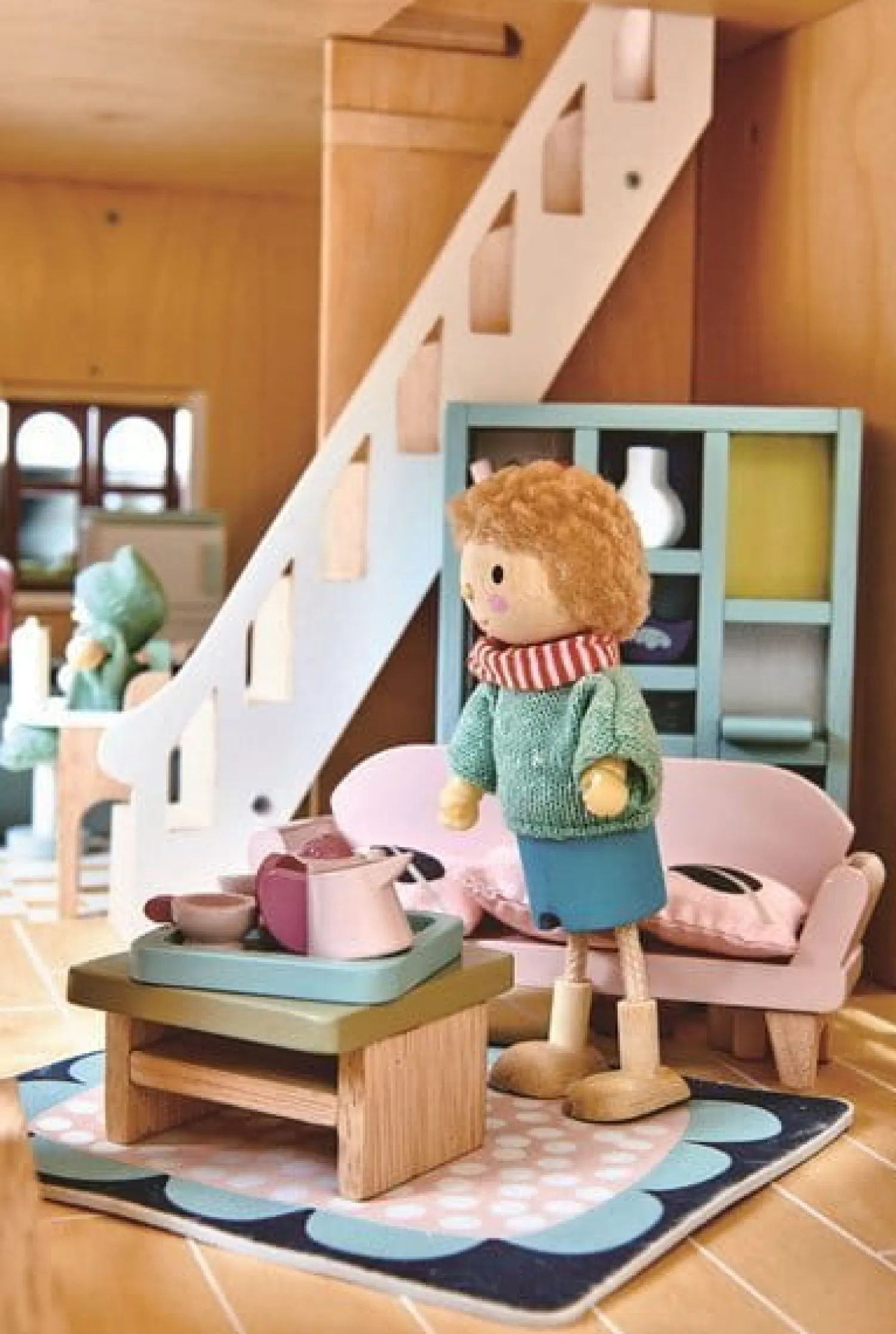 3 Lata +|2 Lata + | Tender Leaf Toys Drewniane meble do domku dla lalek - salon