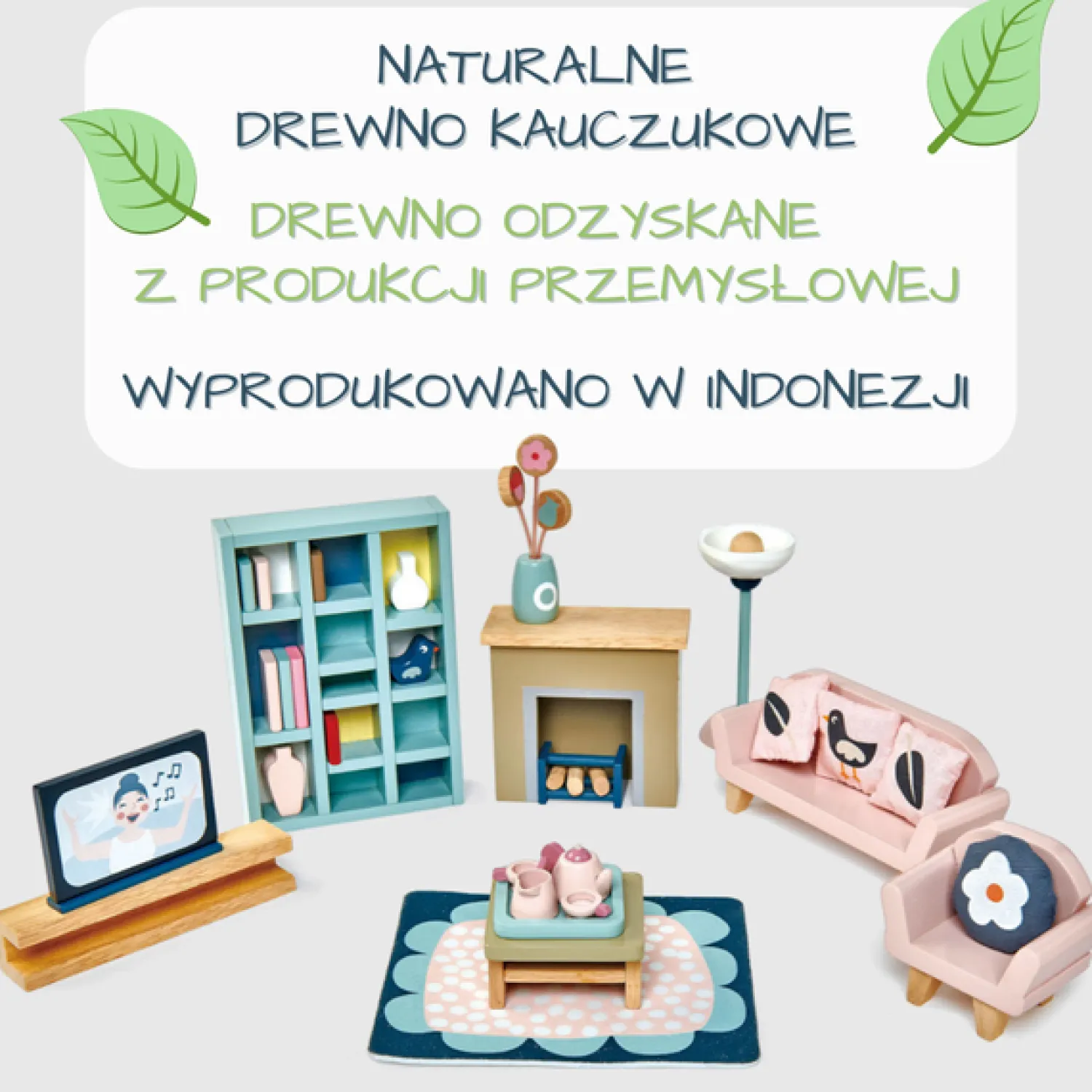 3 Lata +|2 Lata + | Tender Leaf Toys Drewniane meble do domku dla lalek - salon