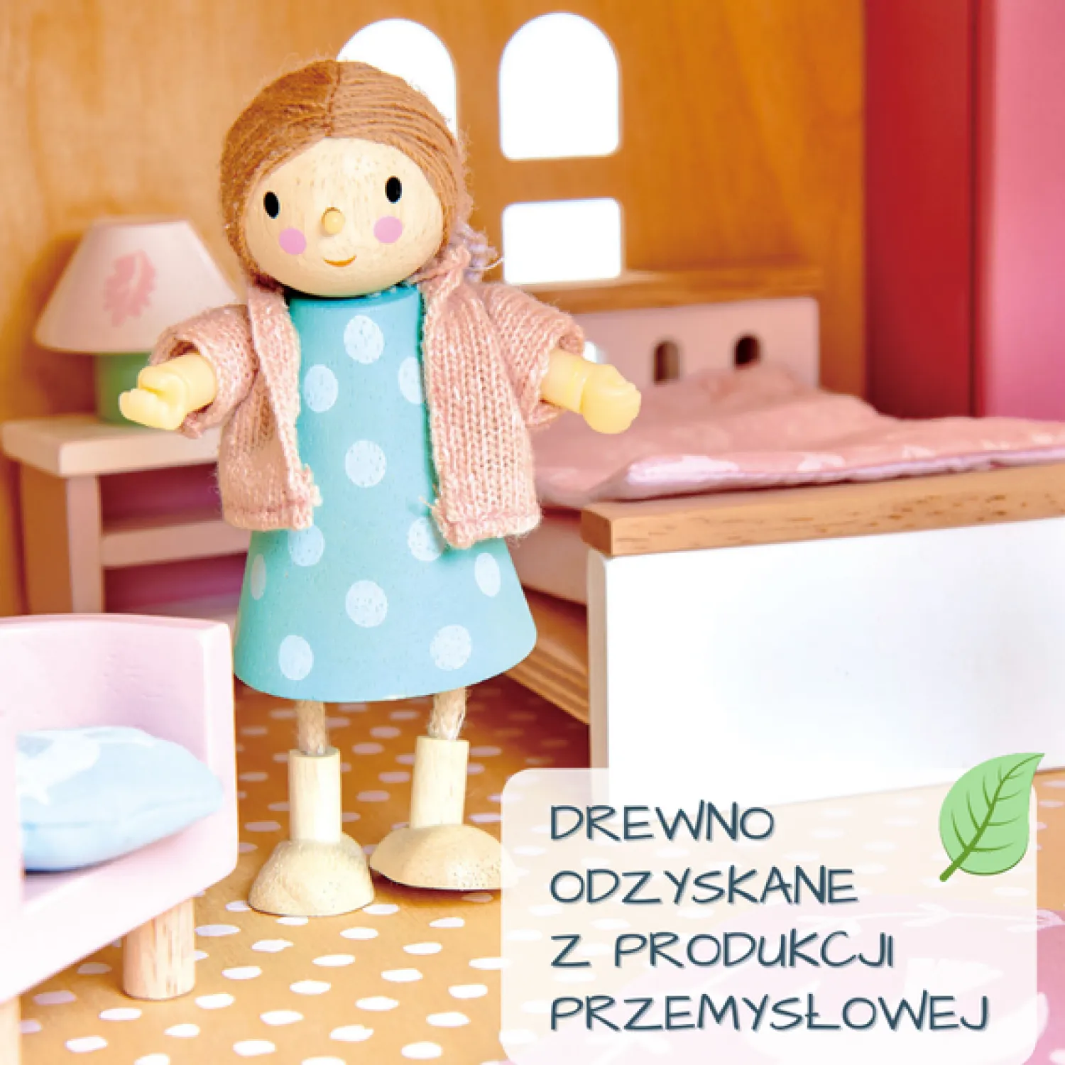 3 Lata +|2 Lata + | Tender Leaf Toys Drewniane meble do domku dla lalek - sypialnia