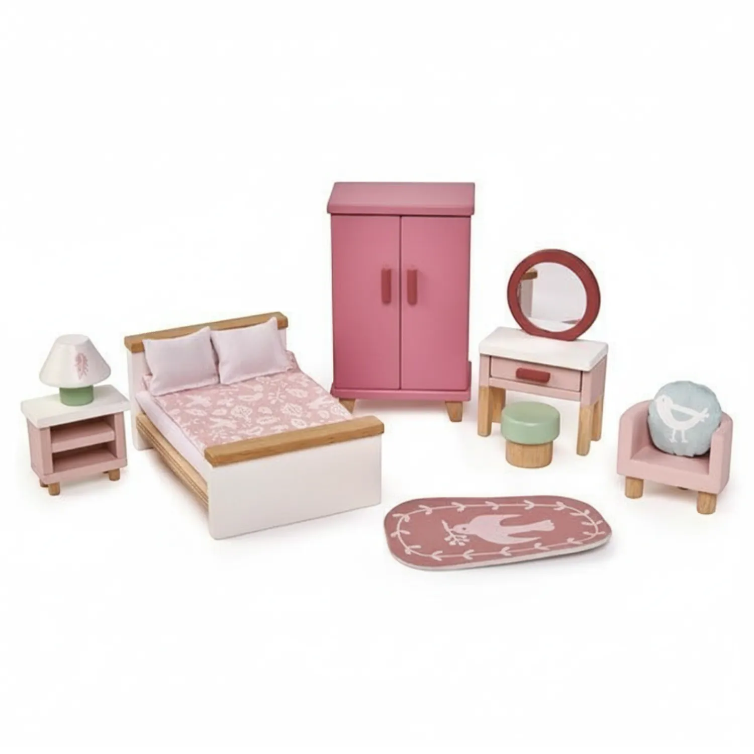 3 Lata +|2 Lata + | Tender Leaf Toys Drewniane meble do domku dla lalek - sypialnia