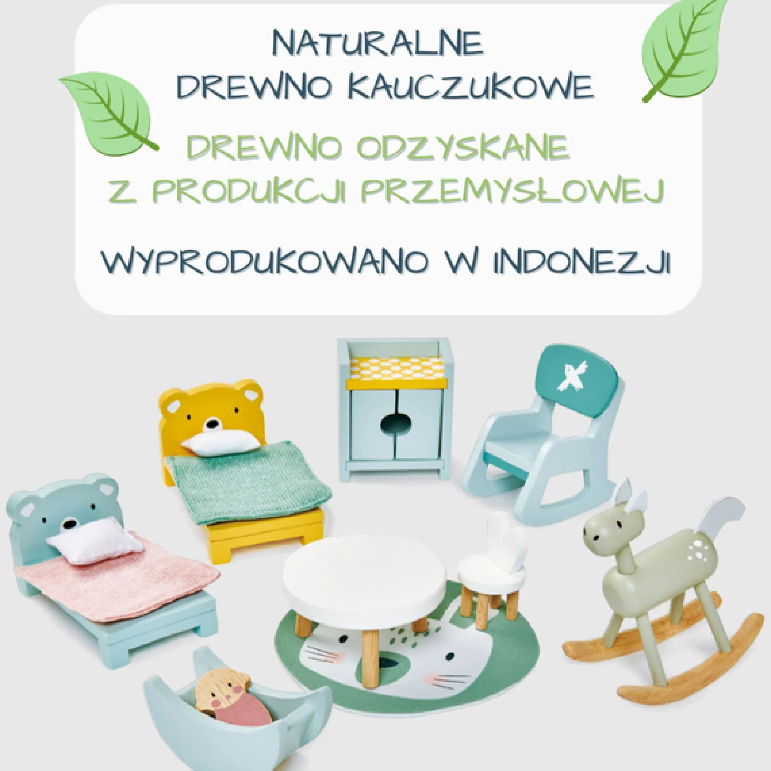 3 Lata +|2 Lata + | Tender Leaf Toys Drewniane meble do domku dla lalek - pokój dziecięcy