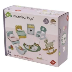 3 Lata +|2 Lata + | Tender Leaf Toys Drewniane meble do domku dla lalek - pokój dziecięcy