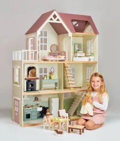 Akcesoria Dla Lalek|Drewniane | Tender Leaf Toys Drewniany domek XXL z wyposażeniem, Mulberry Mansion