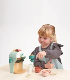3 Lata +|4 Lata + | Tender Leaf Toys Drewniany ekspres do kawy na kapsułki