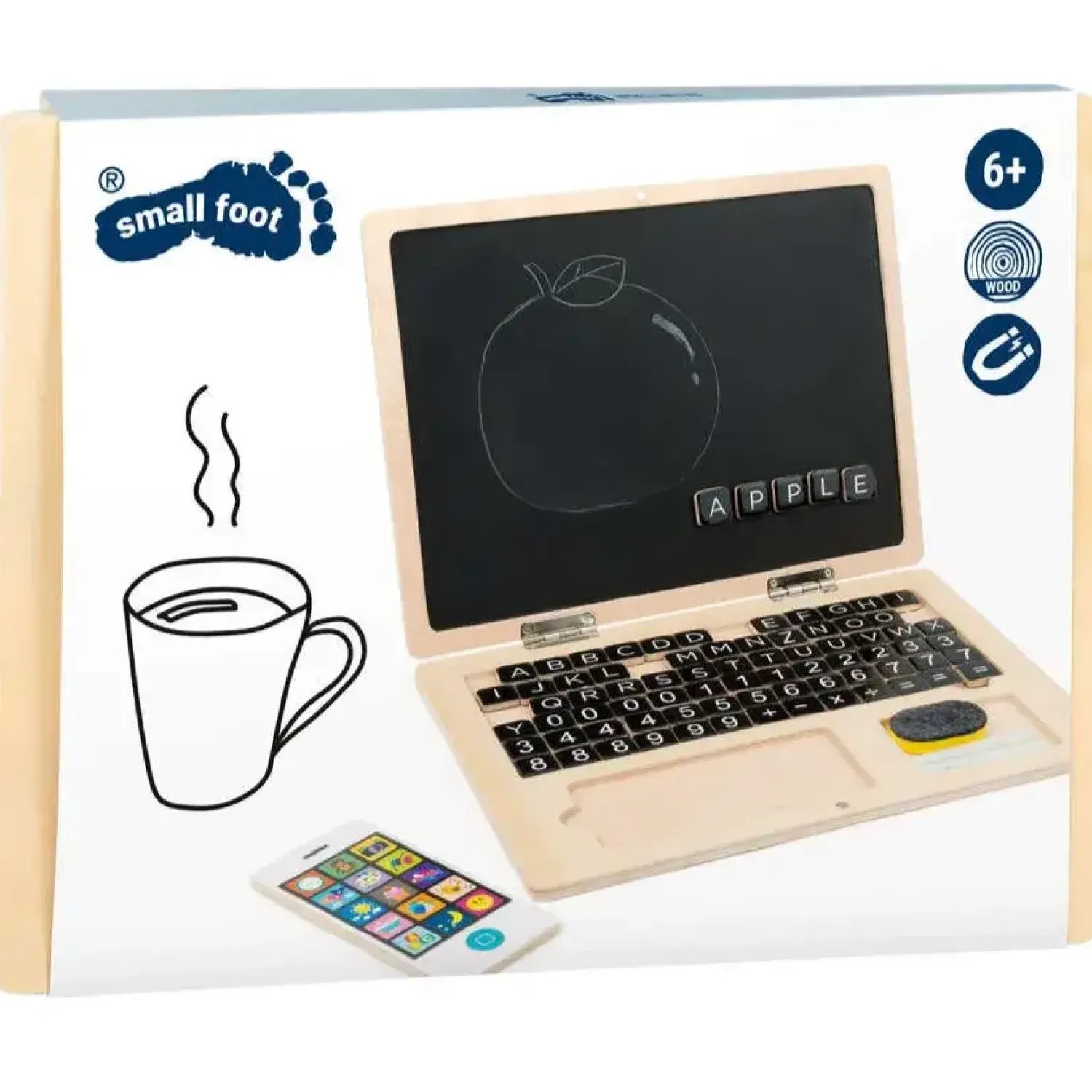 6 Lat+|7 Lat+ | Small Foot Drewniany laptop z tablicą magnetyczną