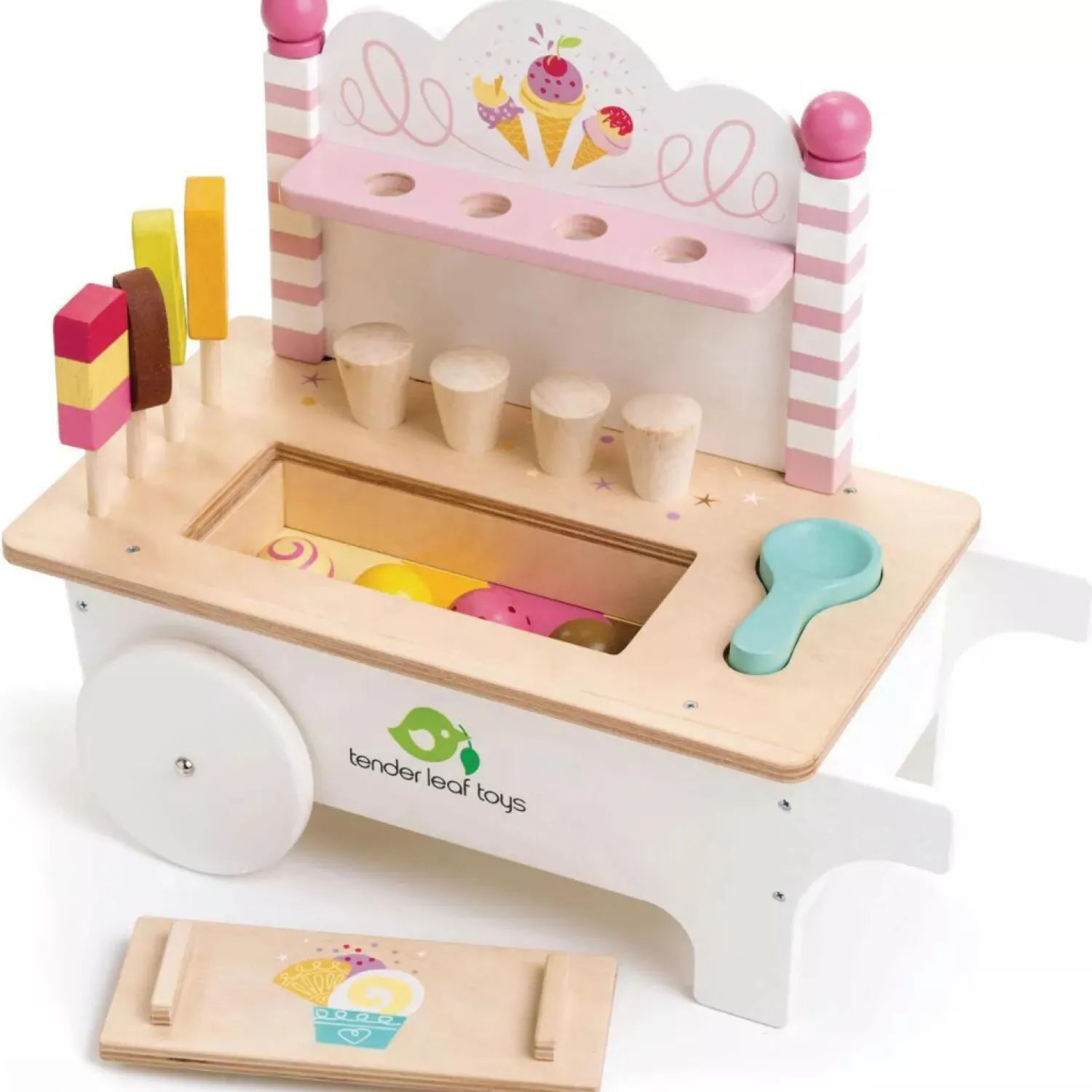 6 Lat+|3 Lata + | Tender Leaf Toys Drewniany sklepik z lodami na magnesy lodziarnia