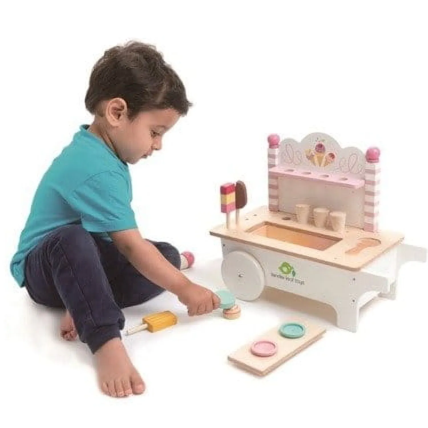 6 Lat+|3 Lata + | Tender Leaf Toys Drewniany sklepik z lodami na magnesy lodziarnia