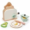 Odgrywanie Ról|Drewniane | Tender Leaf Toys Drewniany toster z zestawem śniadaniowym, Mini Chef