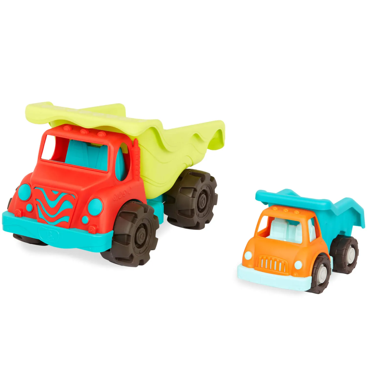 6 Lat+|3 Lata + | B.Toys Dump Truck Duo - zestaw dwóch wywrotek z OLBRZYMIĄ ciężarówką Colossal Cruiser