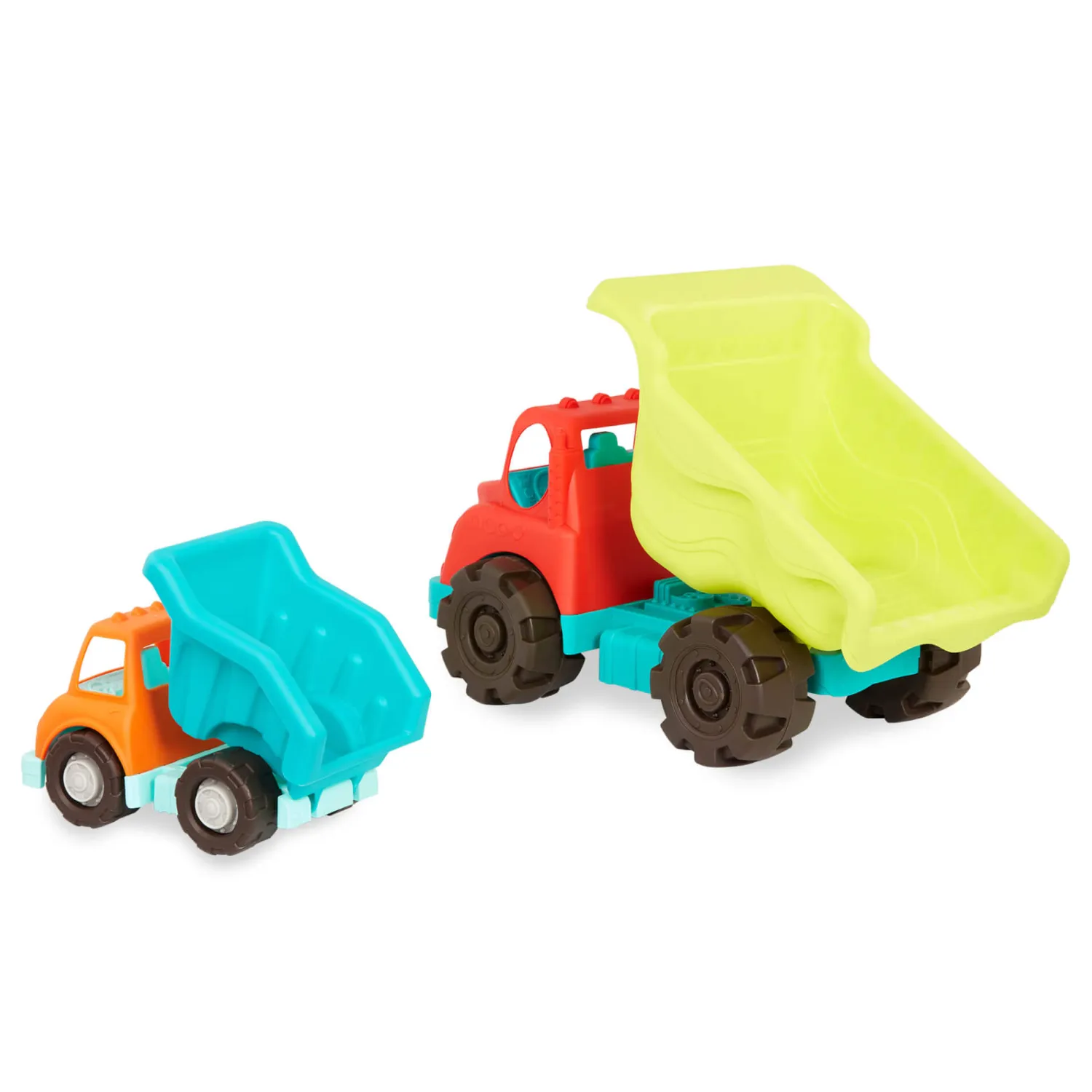 6 Lat+|3 Lata + | B.Toys Dump Truck Duo - zestaw dwóch wywrotek z OLBRZYMIĄ ciężarówką Colossal Cruiser