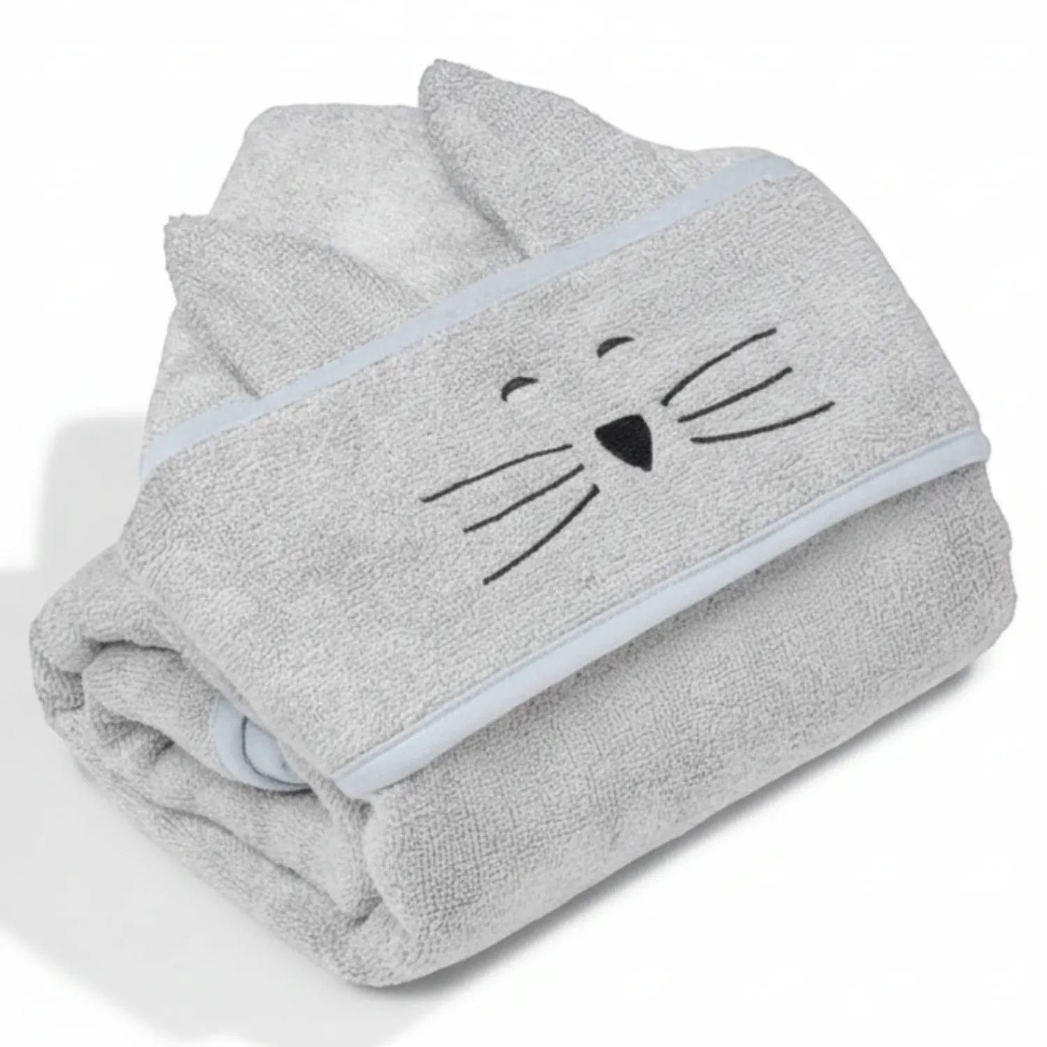 Ręczniki I Myjki|Ręczniki I Myjki | My Memi Duży bambusowy ręcznik light grey - cat