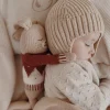 Króliczki|Przytulanki | Main Sauvage Duży dziergany królik z wełny alpaki - sienna jacquard sweater