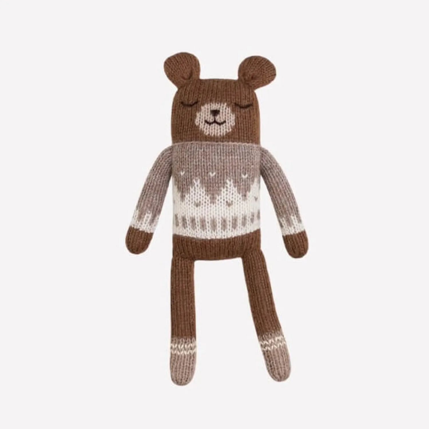Misie|Przytulanki | Main Sauvage Dziergany miś z wełny alpaki - oat jacquard sweater