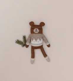 Misie|Przytulanki | Main Sauvage Dziergany miś z wełny alpaki - oat jacquard sweater