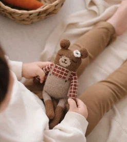 Misie|Przytulanki | Main Sauvage Dziergany miś z wełny alpaki - sienna plaid shirt