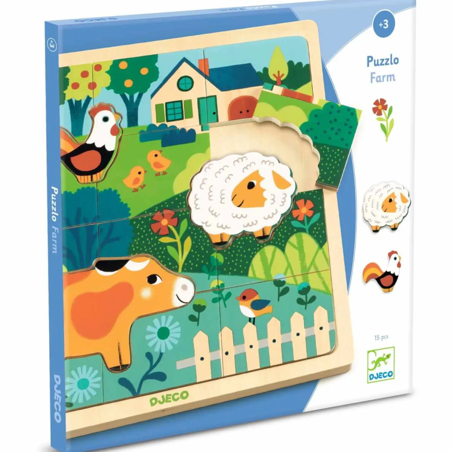 2 Lata +|Drewniane | Djeco Edukacyjne puzzle drewniane FARMA