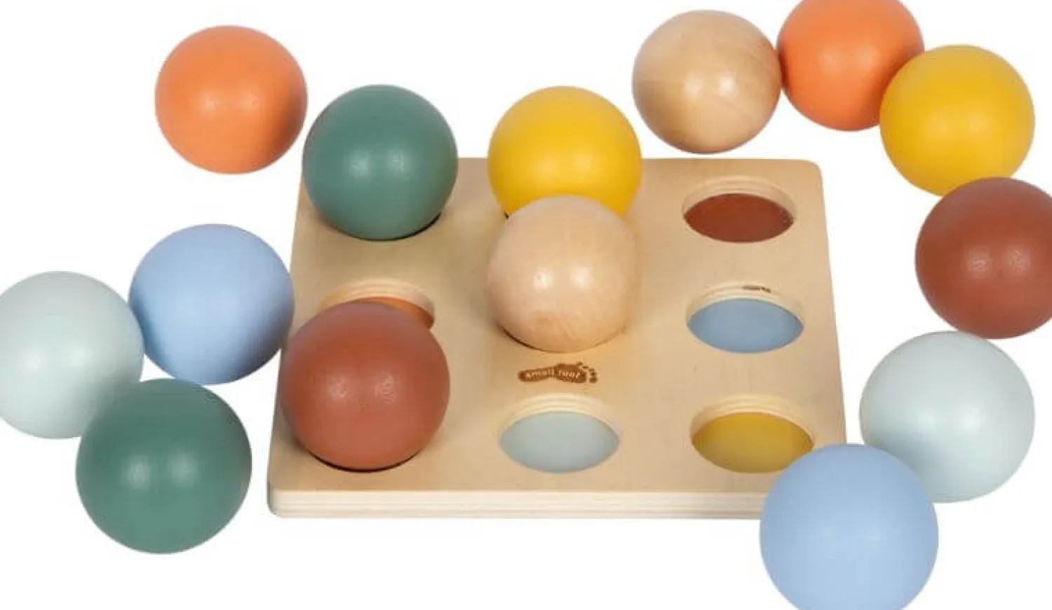 12M+|Drewniane | Small Foot Edukacyjny sorter Montessori z drewnianymi kulkami i planszą