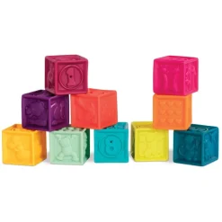 12M+|2 Lata + | B.Toys Elemenosqueeze – klocki miękkie – zestaw duży