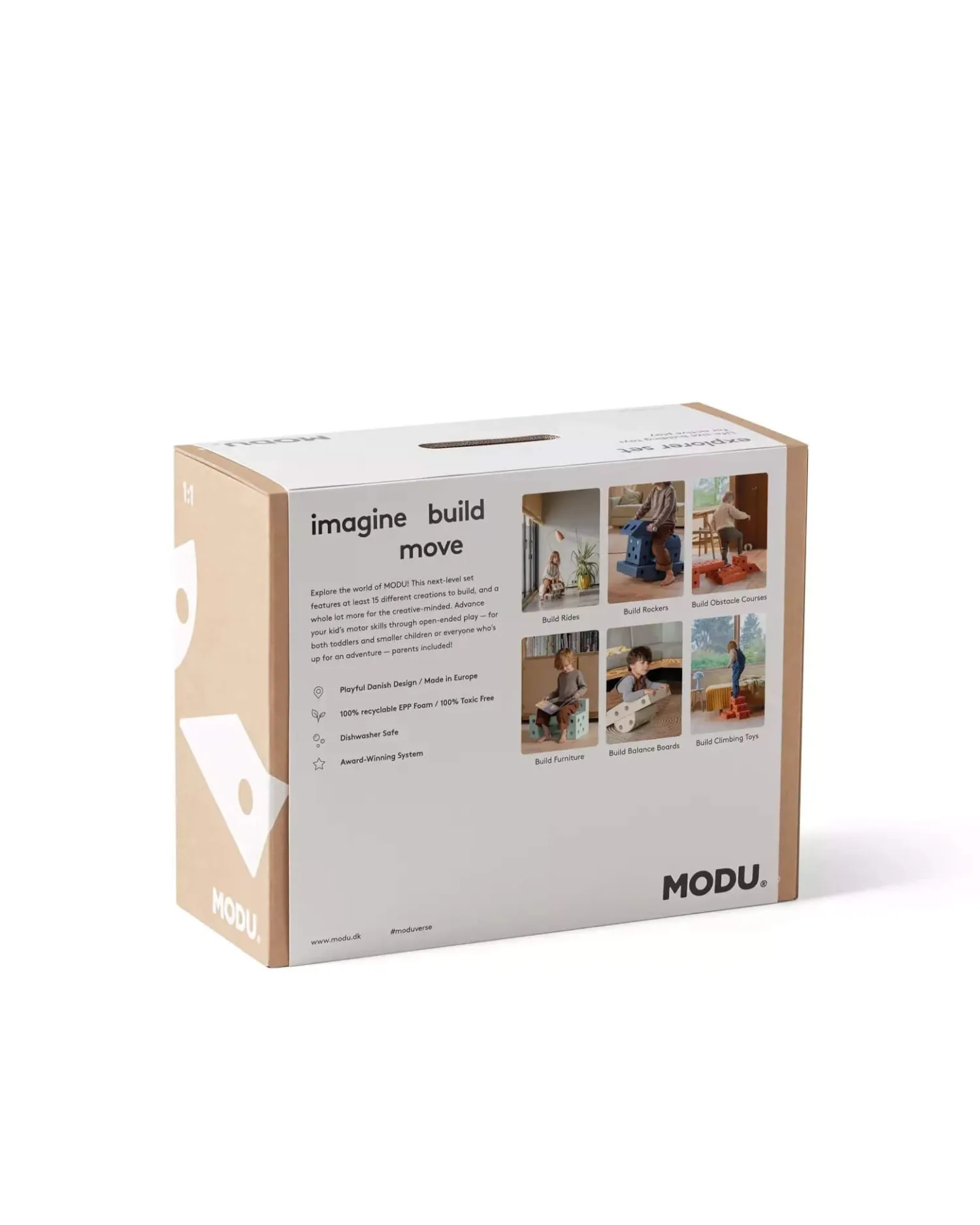 12M+|6 Lat+ | MODU Explorer set - Kreatywne klocki rozwijające motorykę dużą: Sand Grey, Honey Yellow 8w1