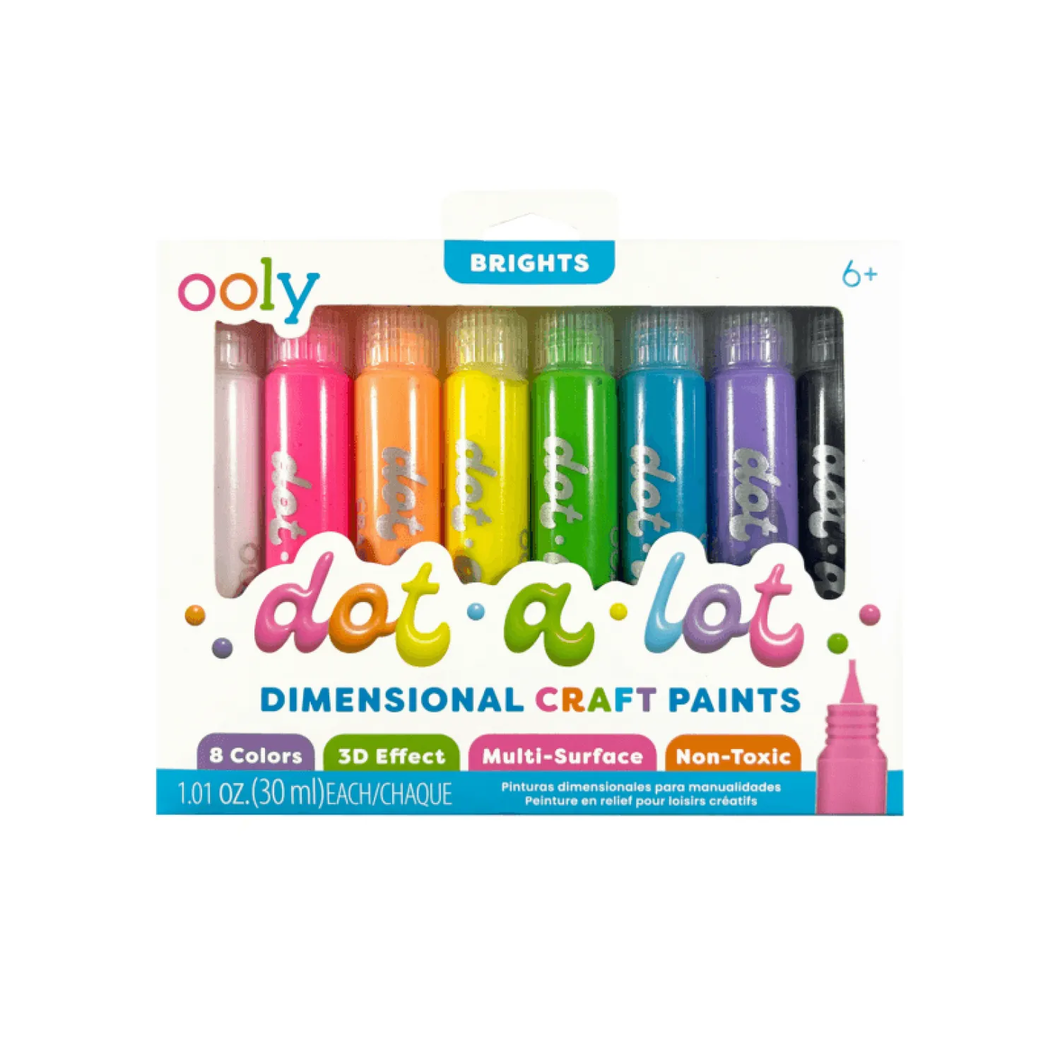 8 Lat+|6 Lat+ | Ooly Farby Kropkowe Dot-A-Lot, Jaskrawe, 8 farb