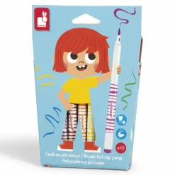 7 Lat+|8 Lat+ | Janod Flamastry pędzelkowe 10 kolorów 3+