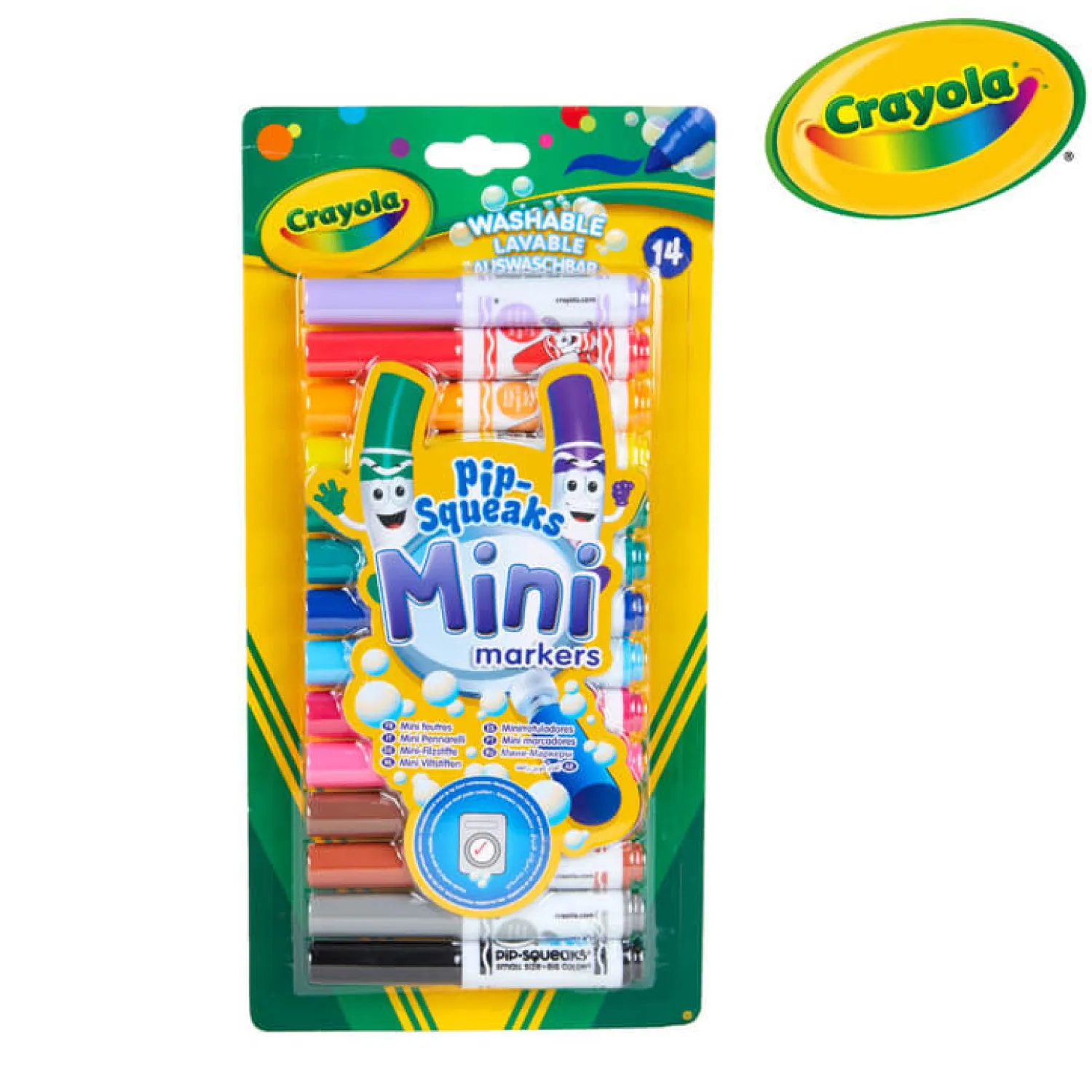 6 Lat+|3 Lata + | Crayola Flamastry stożkowe dla dzieci zmywalne Mini, 14szt.