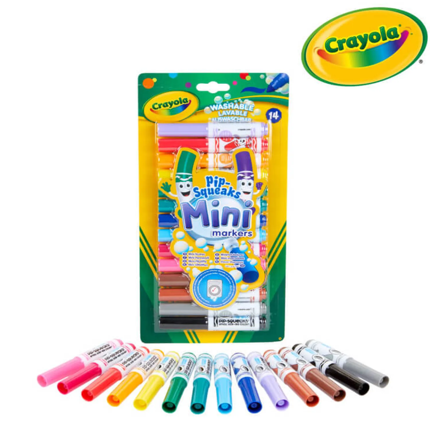 6 Lat+|3 Lata + | Crayola Flamastry stożkowe dla dzieci zmywalne Mini, 14szt.