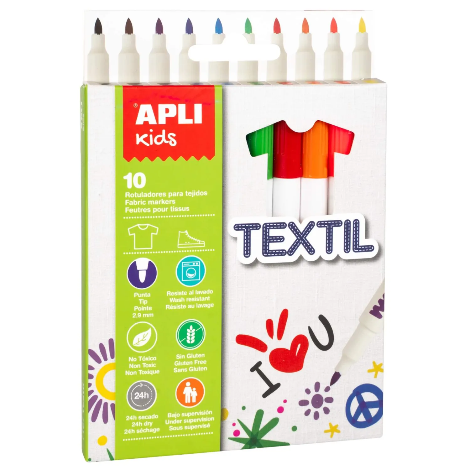 7 Lat+|8 Lat+ | Apli Kids Flamastry tekstylne - 10 kolorów