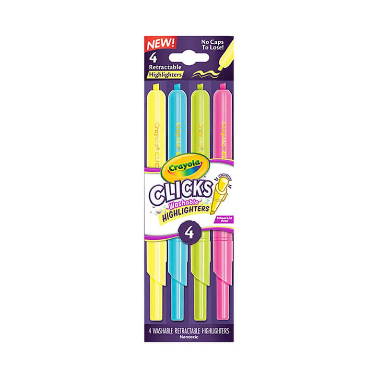 8 Lat+|Artykuły Plastyczne | Crayola Flamastry zakreślacze automatyczne zmywalne Clicks 4szt. 8+